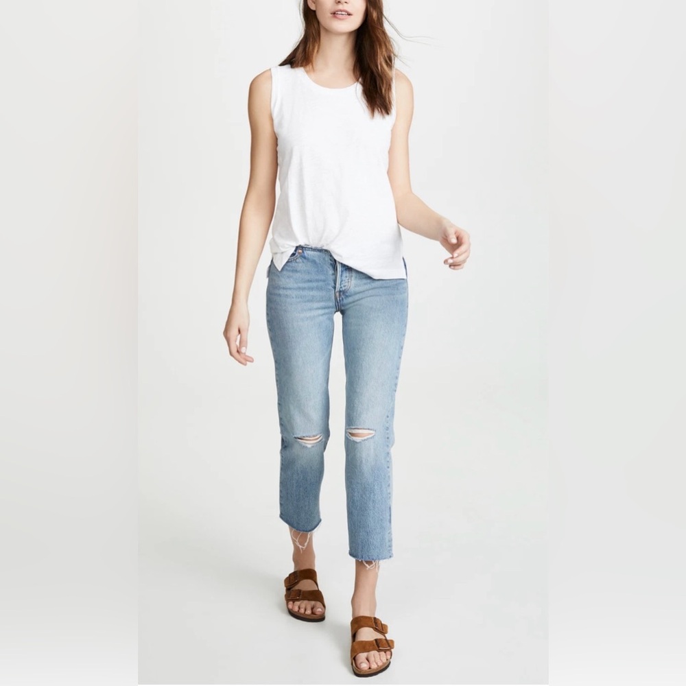Madewell Whisper Cotton Muscle Tank White Sleeveless Tee Size S H7114